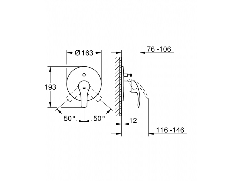 GROHE Смесител за вграждане за Вана/Душ с тяло за вграждане EUROSMART 33305002