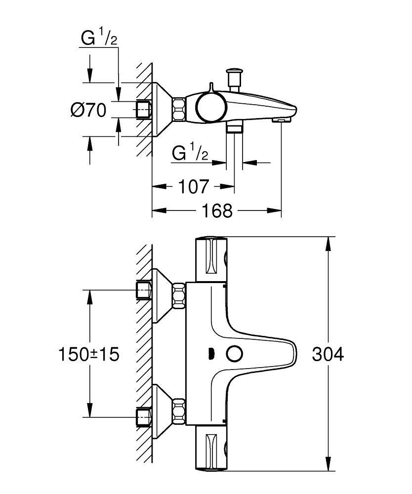 GROHE Термостатен смесител за вана/душ GROHTHERM 800 34567000