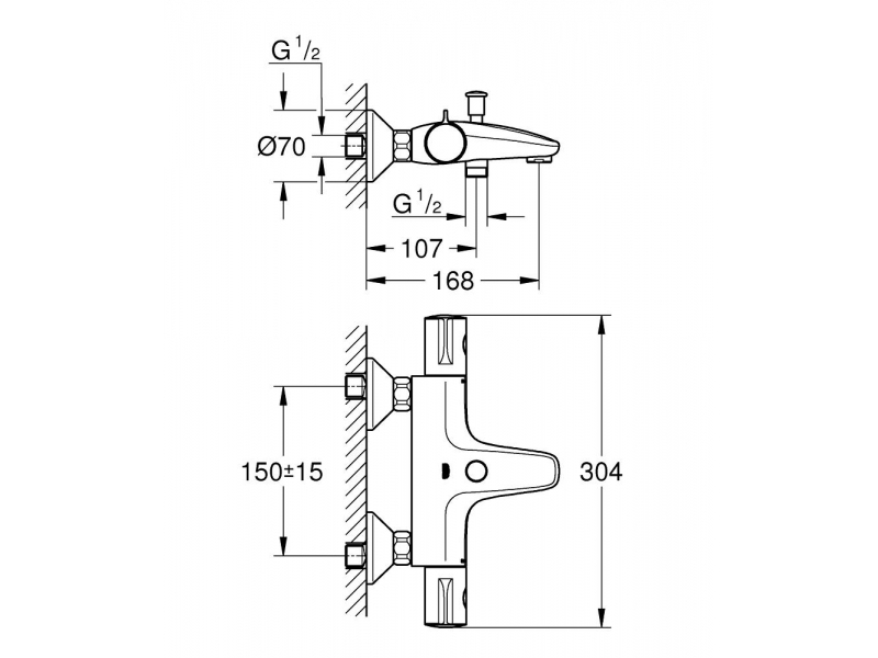 GROHE Термостатен смесител за вана/душ GROHTHERM 800 34567000
