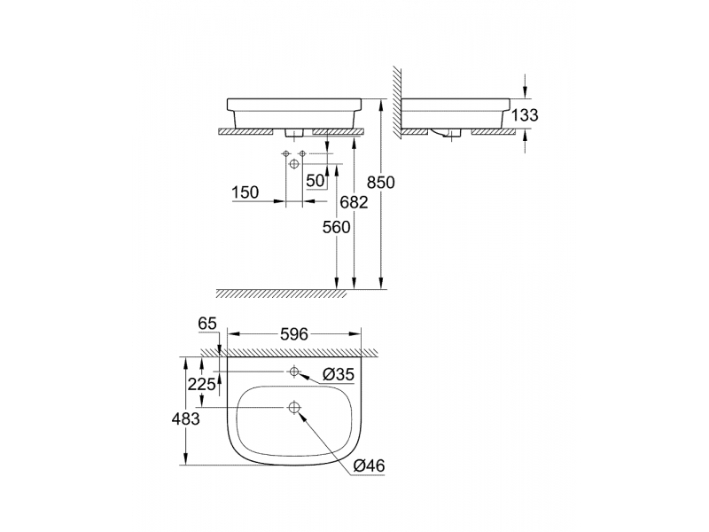 GROHE Умивалник за вграждане в мебел 60 с PureGuard EURO CERAMIC 3933700H