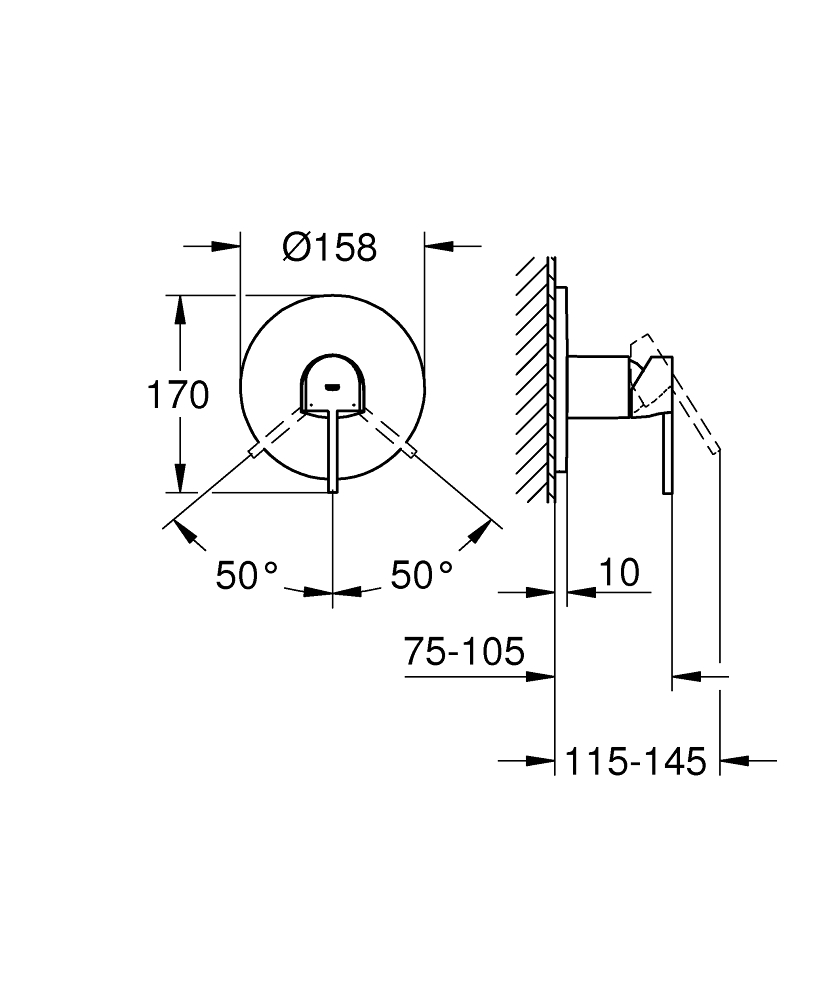 GROHE Смесител за вграждане за ДУШ външна част GROHE PLUS 24059003