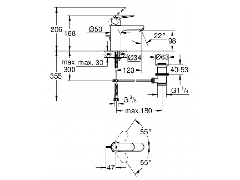 GROHE Смесител за умивалник M - размер EUROSMART COSMOPOLITAN 23325000