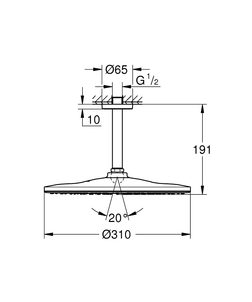 GROHE Комплект душ гарнитура с пита за таванен монтаж RAINSHOWER MONO 310 26559000