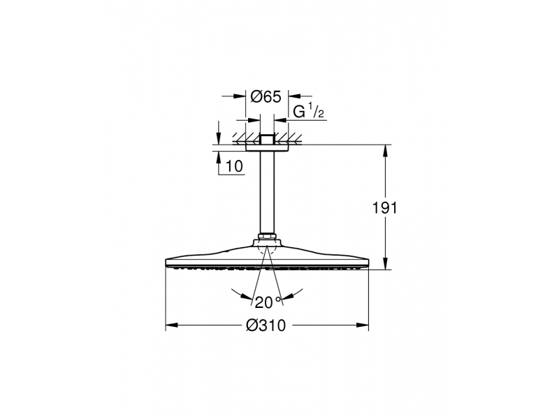 GROHE Комплект душ гарнитура с пита за таванен монтаж RAINSHOWER MONO 310 26559000