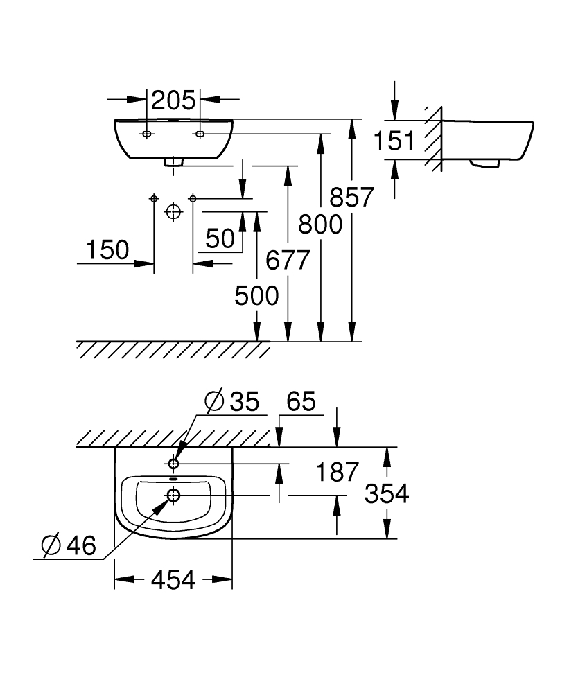 GROHE Умивалник 45 BAU CERAMIC 39424000