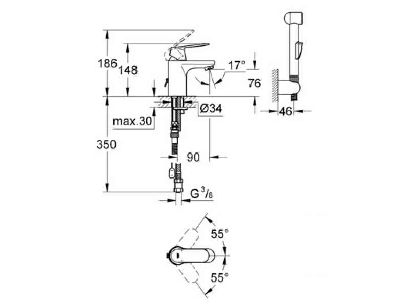 GROHE Смесител за умивалник S - размер EUROSMART COSMOPOLITAN 23125000