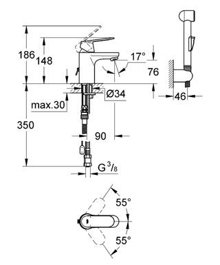 GROHE Смесител за умивалник S - размер EUROSMART COSMOPOLITAN 23125000