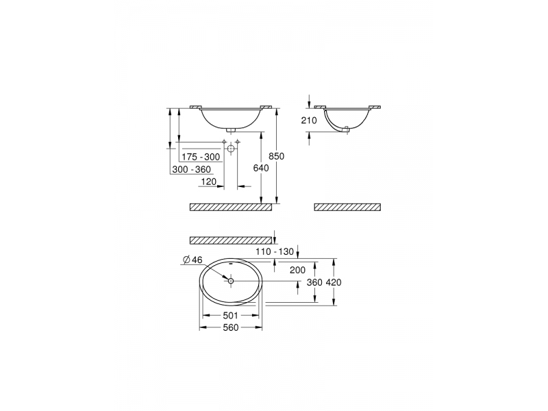 GROHE Умивалник за вграждане в мебел 55 BAU CERAMIC 39423000
