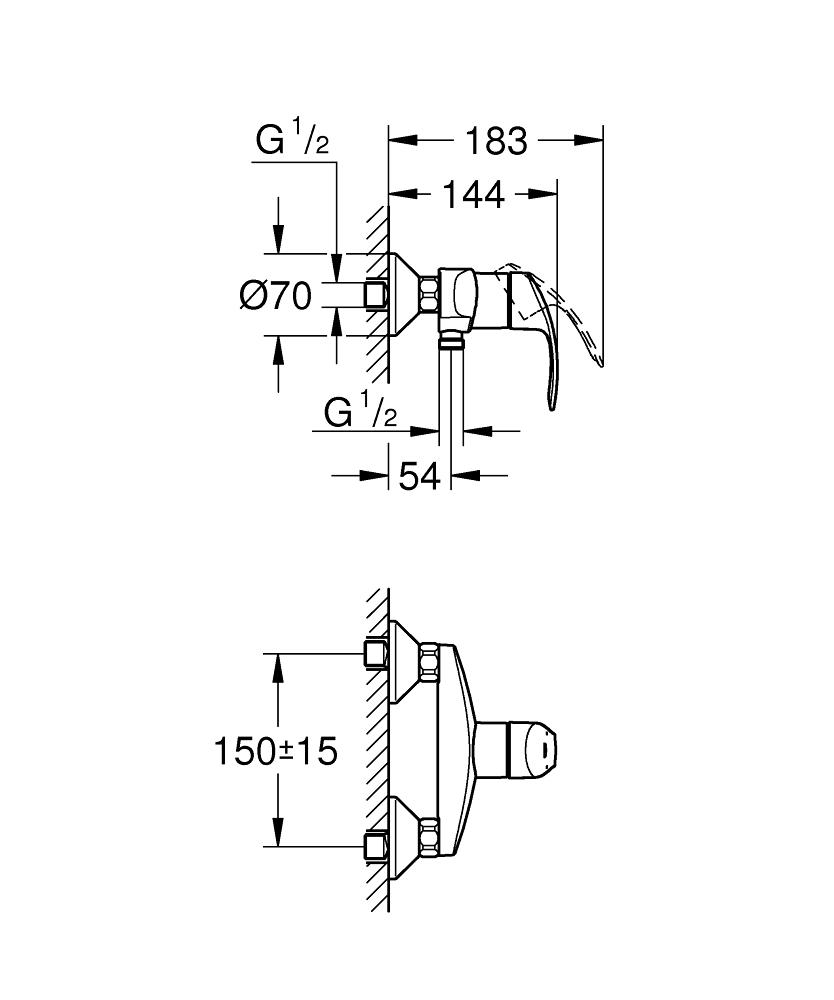 GROHE Смесител за душ едноръкохватков EUROSMART 33555002