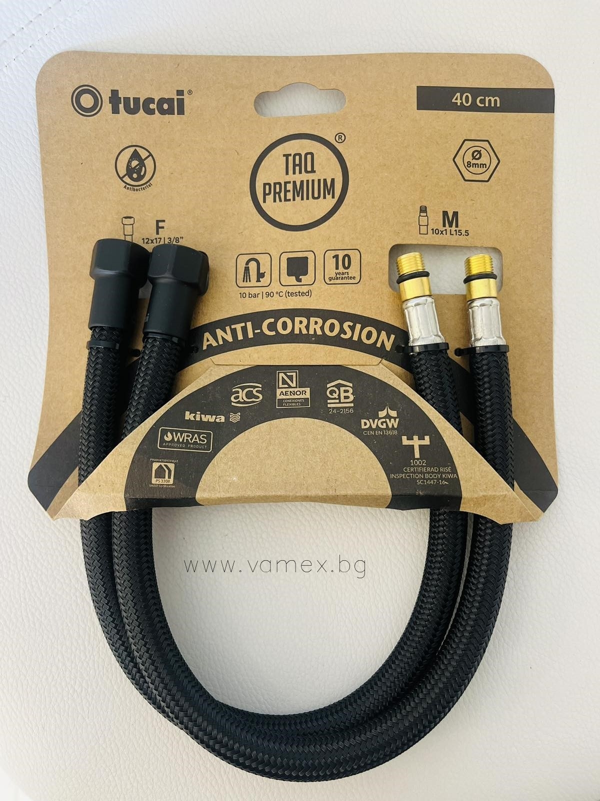 Мека връзка компл. 2 бр. GRIFACB PREMIUM BLACK цвят черен с гайка черен мат  Ж3/8-M10X1 400мм. ф8 209976