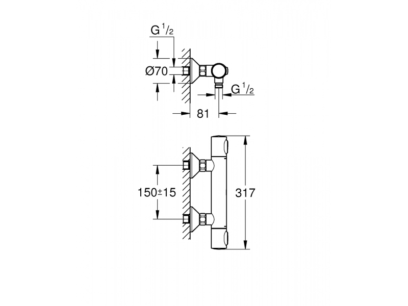 GROHE Термостатен смесител за душ, 1/2" GROHTHERM 500 34793000