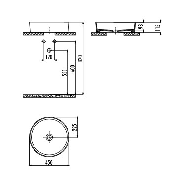 Умивалник тип купа Loop 45 см – Anthracite / антрацит