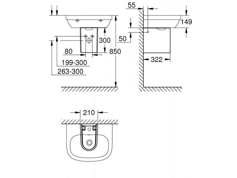 GROHE Полупиедестал за умивалник EURO CERAMIC 39201000