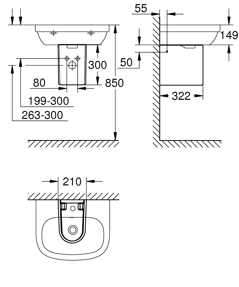 GROHE Полупиедестал за умивалник EURO CERAMIC 39201000