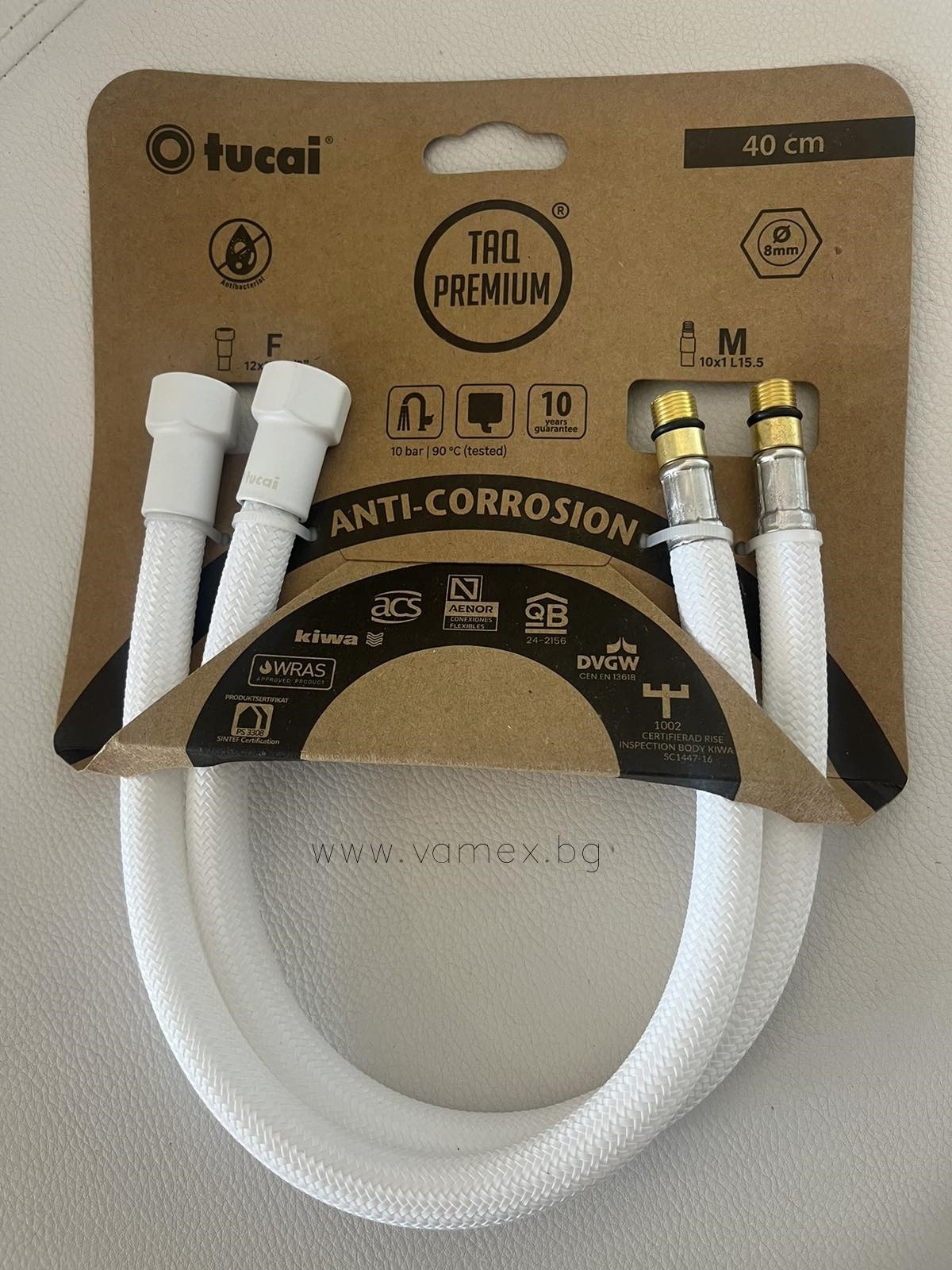 Мека връзка компл. 2 бр. GRIFACB PREMIUM WHITE цвят бял с кайка бял мат  Ж3/8-M10X1-400мм ф8 209977