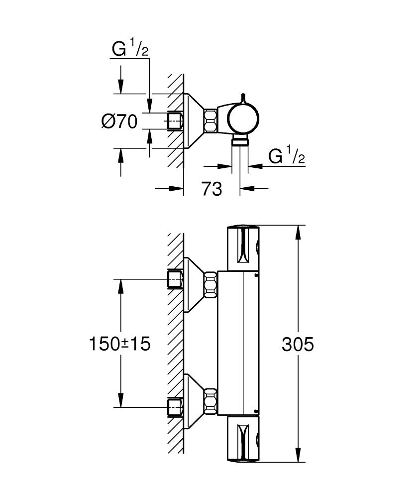 GROHE Термостатен смесител за душ 1/2" GROHTERM 800 34558000