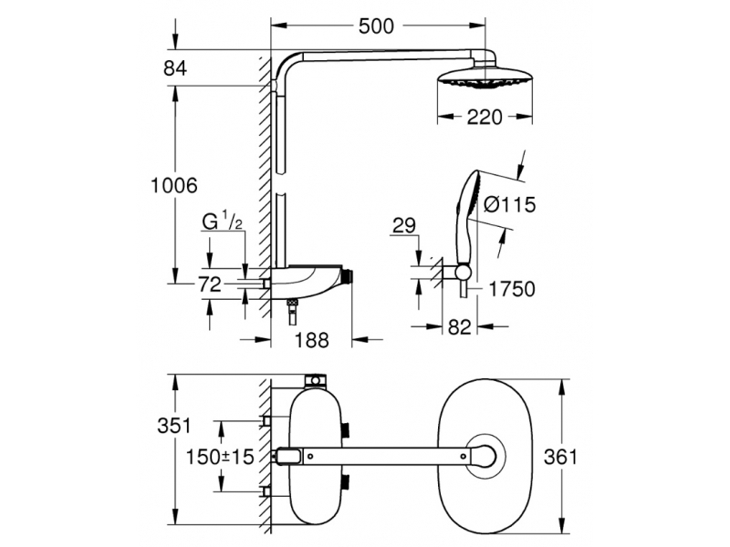 GROHE Душ гарнитура RAINSHOWER 310 SMARTACTIVE GROHTHERM SmartControl 360 DUO 26250000